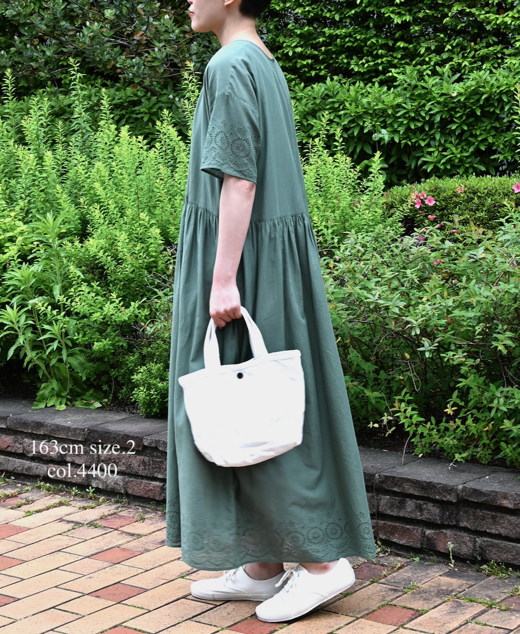 INSL26343(ワンピース) 80s VOILE PLAIN WITH CUT WORK LACE CREW NECK PULLOVER DRESS