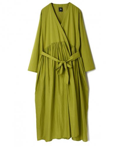 NMDS22165 (ワンピース) 80'S ORGANIC VOILE PLAIN RAJASTHAN TUCK GATHERED WRAP DRESS