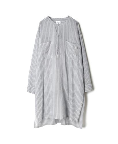 MDSH2222D (ロングシャツ) HANDWOVEN COTTON STRIPE (OVER DYE) MDS LONG PULLOVER SHIRT
