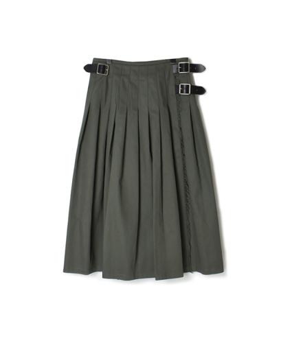 NOD1702 (スカート) COTTON TWILL LOW WAIST PLEATS WRAP SKIRT LENGTH 80cm (WITH PIN)