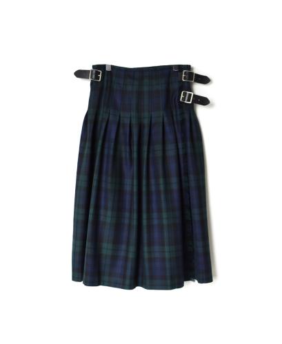 NOD0853 (スカート) WORSTED WOOL LOW WAIST PLEATS WRAP SKIRT LENGTH 80cm (WITH PIN)