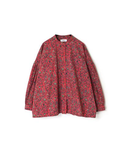 NSL22541 (シャツ) 40'S POPLIN FLOWER PRINT BAND COLLAR GATHERED SHIRT