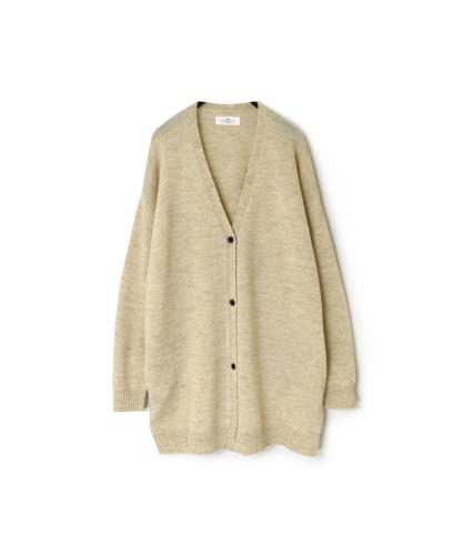 GNSL23814 (カーディガン) 7GG 1PLY SHETLAND WOOL LINEN V-NECK 3 BUTTON CARDIGAN WITH SLIT