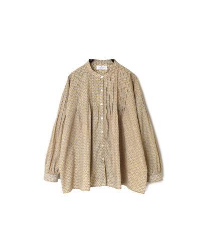 INSL23721 (シャツ) 60'S POPLIN FLOWER PRINT BANDED COLLAR PINTUCK SHIRT