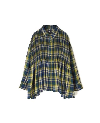 NMDS23613 (シャツ) WOOL COTTON TWILL WEAVE CHECK REGULAR COLLAR SHIRT WITH MINI PINTUCK