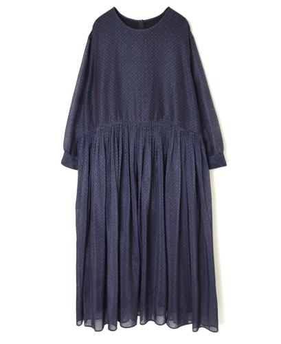 NMDS22562P (ワンピース) HANDWOVEN COTTON SILK REPETITIONAL FLOWER PRINT RAJASTHAN GATHERED DRESS