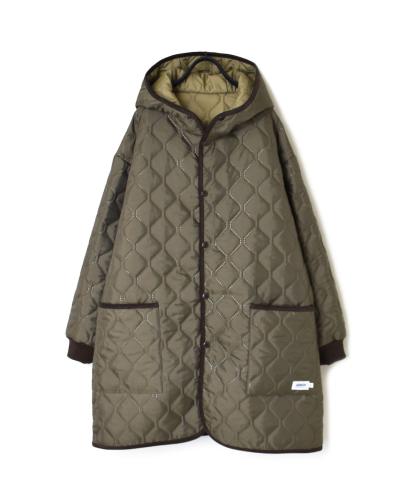 ●NAM2352PP (コート) POLY×POLY HEAT QUILT OVERSIZED MID-LENGTH HOODED COAT WITH RIBBED CUFF
