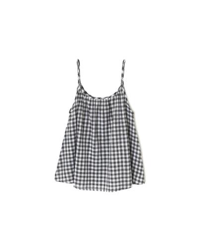 NSL24023 (キャミソール) COTTON FANCY GINGHAM CHECK GATHERED CAMISOLE