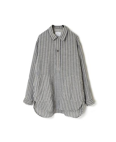 LNHT2421LWS (シャツ) LINEN WIDE STRIPE WORK PULLOVER SHIRTS