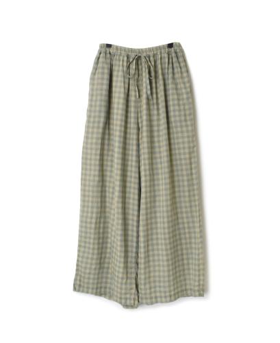 INAM2251CD (パンツ) COTTON VOILE GINGHAM CHECK GATHERED EASY PANTS