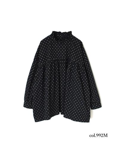 NSL24512(シャツ) 40s POPLIN DOT PRINT BACK OPENING FRILL COLLAR SHIRT