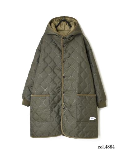 NAM2352PP (コート) POLY×POLY HEAT QUILT OVERSIZED HOODED MIDI COAT WITH RIBBED CUFF