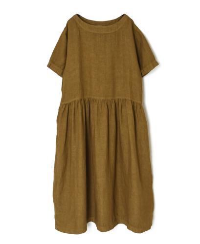 NAM1632LP (ワンピース) LINEN PLAIN (OVERDYE) BOAT NECK S/SL ONE-PIECE