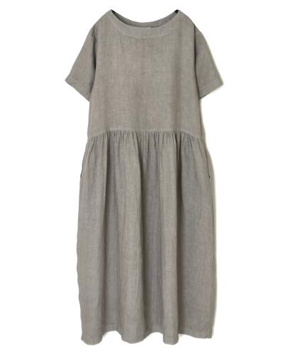 NAM1632LP (ワンピース) LINEN PLAIN (OVERDYE) BOAT NECK S/SL ONE-PIECE