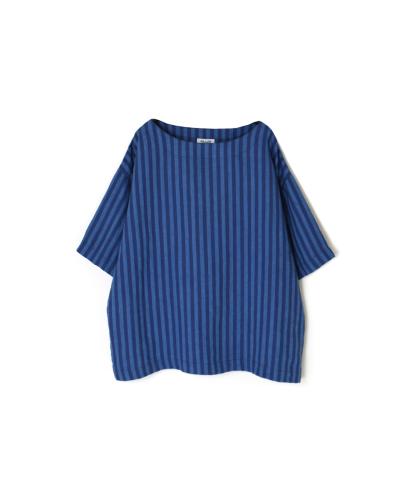 NAM1631LSW(シャツ) LINEN STRIPE(WASH) BOAT NECK S/SL SHIRT
