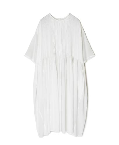 NMDS25223(ワンピース) 80s ORGANIC VOILE PLAIN CREW-NECK P/O DRESS WITH MINI PINTUCK