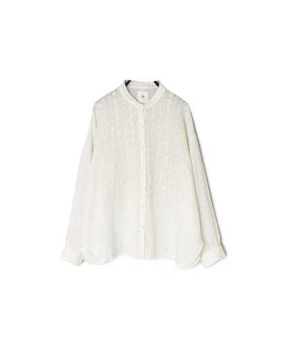 NMDS25241(シャツ) 80s POWER LOOM LINEN PLAIN BANDED COLLAR EMB SHIRT