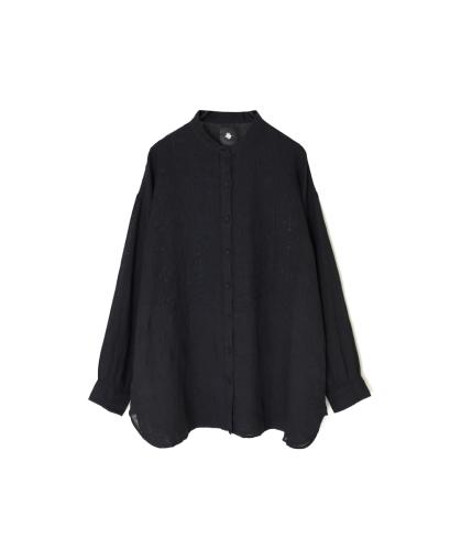 NMDS25241(シャツ) 80s POWER LOOM LINEN PLAIN BANDED COLLAR EMB SHIRT