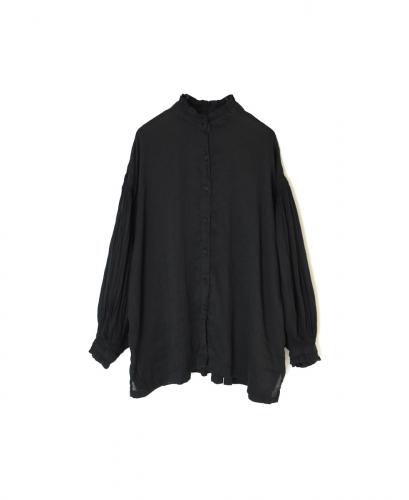 INMDS25011D(シャツ) 60s AUTO LOOM LINEN/COTTON PLAIN(OVERDYE) FRILL COLLAR SHIRTS WITH MINI PINTUCK