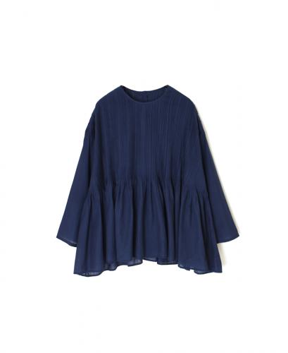 INMDS25043(ブラウス) 100s KHADI(100s×150s) CREW-NECK 3/4SL SHIRT WITH RANDOM PLEATS