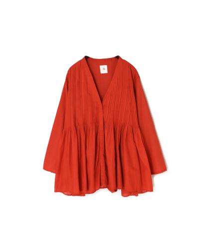 INMDS25041(ブラウス)100s KHADI(100s×150s) WRAP BLOUSE WITH RANDOM PLEATS
