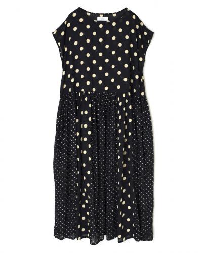 NSL25016(ワンピース) 80s COTTON VOILE DOT PRINT(PATCHWORK) BOAT NECK DRESS