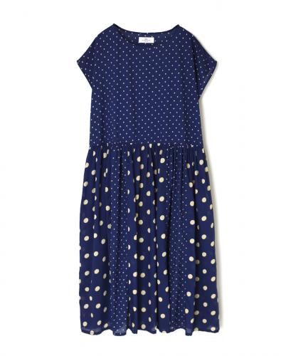 NSL25016(ワンピース) 80s COTTON VOILE DOT PRINT(PATCHWORK) BOAT NECK DRESS
