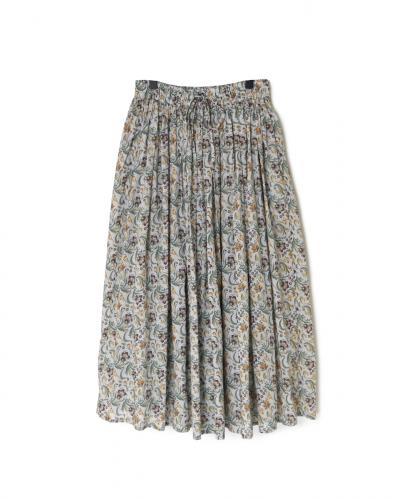 NSL25095(スカート) 80s VOILE PAISLEY FLOWER PRINT GATHERD SKIRT