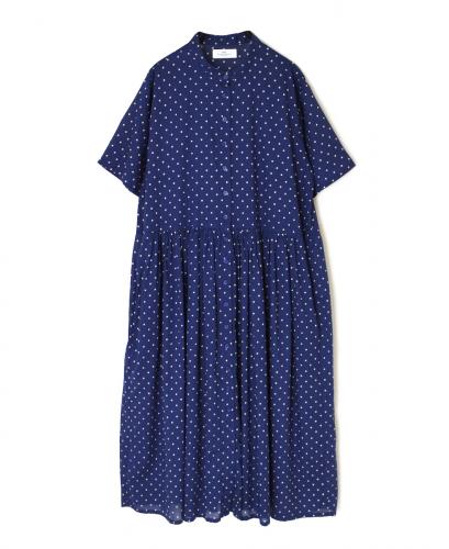 NSL22013 (ワンピース) 80s COTTON VOILE DOT PRINT BANDED COLLAR S/SL DRESS