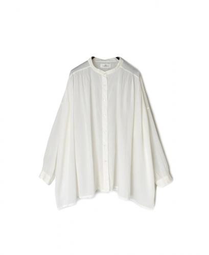 NSL25041(シャツ) 80s COTTON VOILE PLAIN BANDED COLLAR GATHER SHIRT