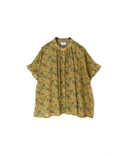 NSL25091(シャツ) 80s VOILE PAISLEY FLOWER PRINT BANDED COLLAR FRILL/SL SHIRT