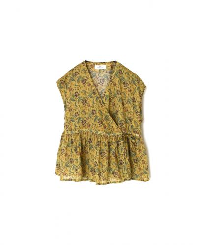 NSL25092(ブラウス) 80s VOILE PAISLEY FLOWER PRINT FRENCH/SL CACHE COEUR