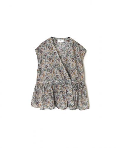 NSL25092(ブラウス) 80s VOILE PAISLEY FLOWER PRINT FRENCH/SL CACHE COEUR