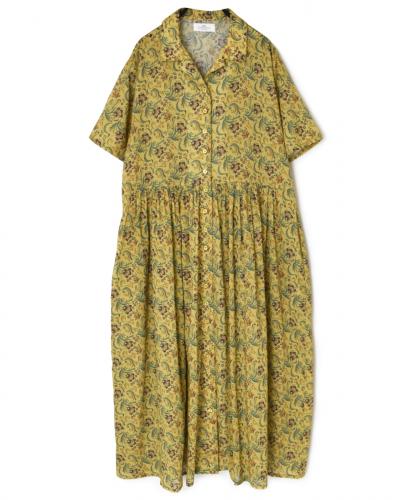 NSL25094(ワンピース) 80s VOILE PAISLEY FLOWER PRINT OPEN COLLAR SHIRT DRESS