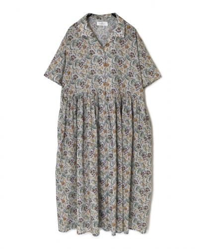 NSL25094(ワンピース) 80s VOILE PAISLEY FLOWER PRINT OPEN COLLAR SHIRT DRESS