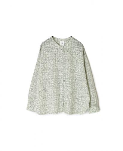 INMDS25091(シャツ) POWER LOOM COTTON DOBIE CHECK ARABESQUE SCREEN PRINT CREW-NECK SHIRT