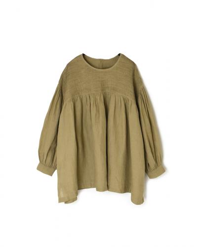 ●INMDS25001(シャツ)YARN DYE AUTO LOOM 60s LINEN PLAIN BACK OPENING PULLOVER WITH MINI PINTUCK