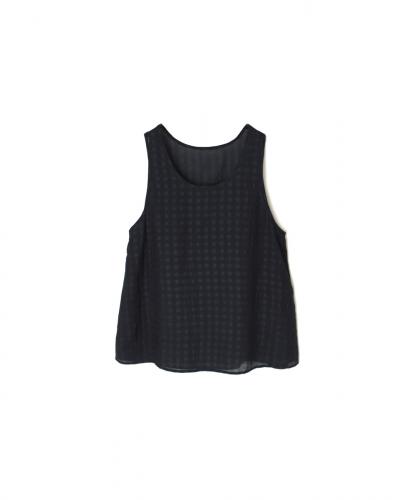 INMDS25081(タンクトップ) HANDWOVEN COTTON SILK CHECK U-NECK TANK TOP