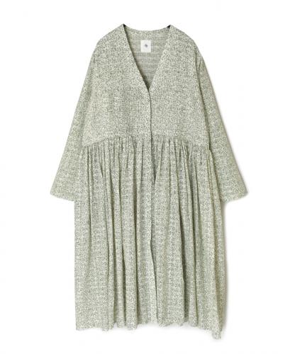 INMDS25094(ワンピース) POWER LOOM COTTON DOBIE CHECK ARABESQUE SCREEN PRINT WRAP DRESS WITH PINTUCK