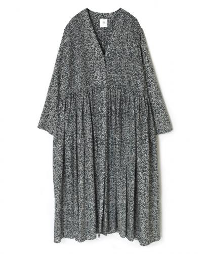 INMDS25094(ワンピース) POWER LOOM COTTON DOBIE CHECK ARABESQUE SCREEN PRINT WRAP DRESS WITH PINTUCK