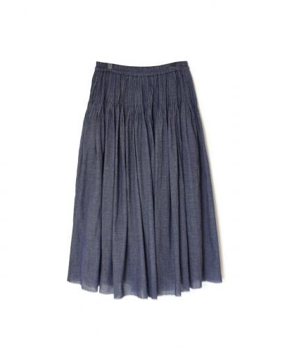 INMDS25055(スカート) HANDWOVEN COTTON SINGLE CHECK FLARED SKIRT WITH PINTUCK