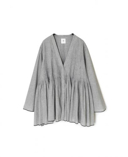 INMDS25051(ブラウス) HANDWOVEN COTTON SINGLE CHECK WRAP BLOUSE WITH PINTUCK