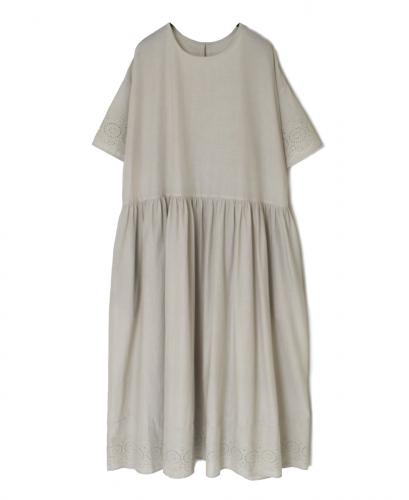 INSL25222 (ワンピース) 80s VOILE PLAIN WITH CUT WORK LACE CREW-NECK PULLOVER DRESS