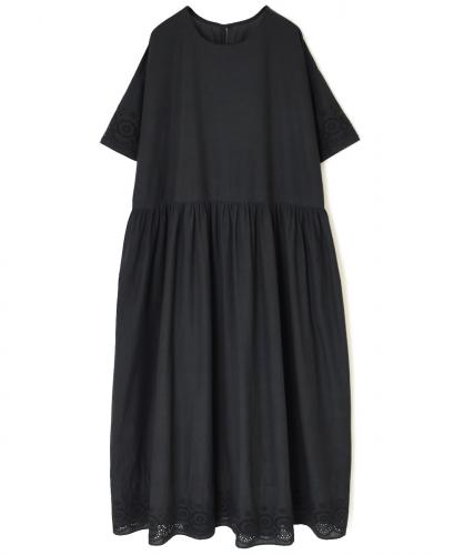●INSL25222 (ワンピース) 80s VOILE PLAIN WITH CUT WORK LACE CREW-NECK PULLOVER DRESS