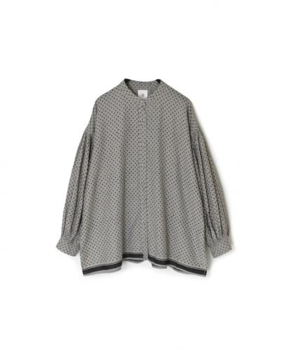 INMDS25101(シャツ) 80s VOILE TRIANGLE BLOCK PRINT BANDED COLLAR SHIRT WITH MINI PINTUCK