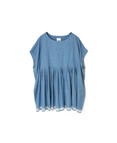INMDS25102(プルオーバー) 80s VOILE TRIANGLE BLOCK PRINT INVERTED PLEATS BOAT NECK PULLOVER