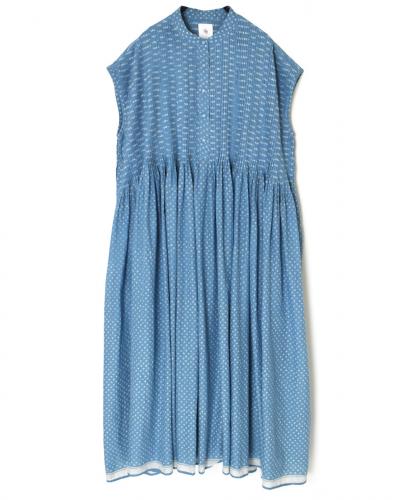 INMDS25104(ワンピース) 80s VOILE TRIANGLE BLOCK PRINT BANDED COLLAR FRENCH/SL DRESS WITH PINTUCK