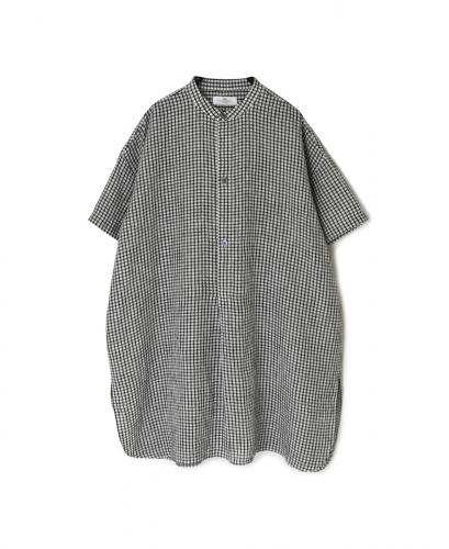 INSL25213(チュニック) 60s LINEN CHECK BANDED COLLAR 3/4SL TUNIC