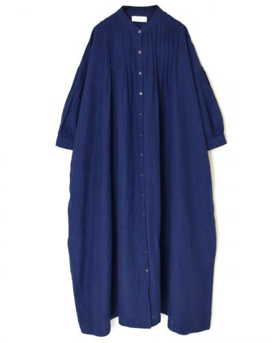 INSL25203(ワンピース) 60s LINEN PLAIN BANDED COLLAR 3/4SL PINTUCK DRESS