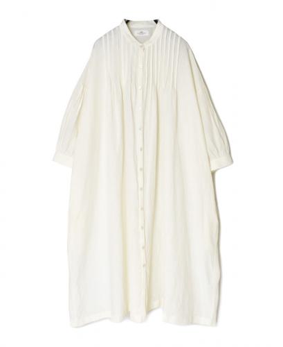 INSL25203(ワンピース) 60s LINEN PLAIN BANDED COLLAR 3/4SL PINTUCK DRESS